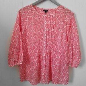 Talbots 3/4 length sleeve pleated cotton shirt